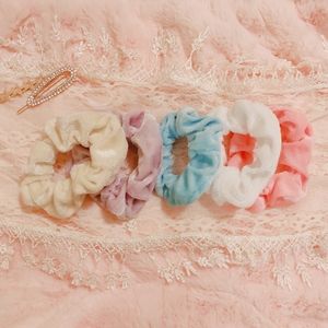 Pastel Velvet Scrunchies Set